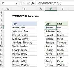 Microsoft Excel textbefore function